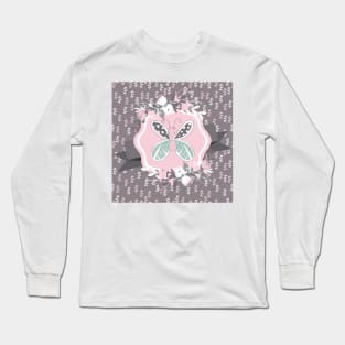 butterfly with flower wreath Long Sleeve T-Shirt